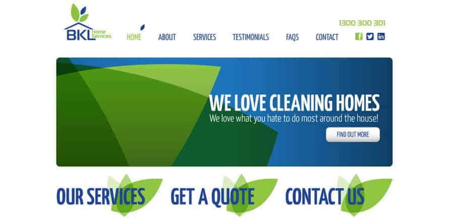 BKL Home Services website desktop homepage