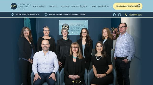 Canterbury Eyecare optometry website homepage