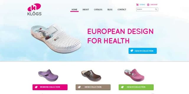 Klogs of Leon ecommerce website desktop homepage