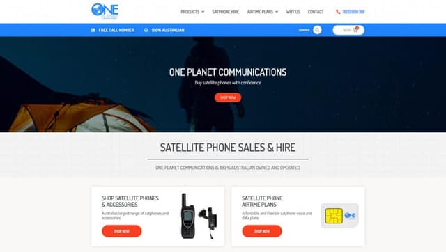 One Planet Communications ecommerce website desktop homepage