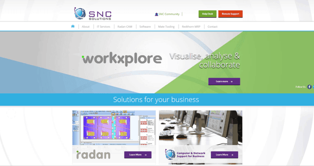 SNC Solutions website desktop homepage
