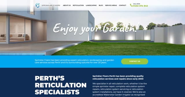 Sprinkler Fixers Perth website desktop homepage