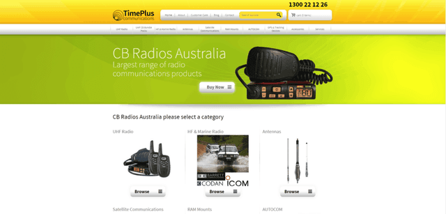 TimePlus Communications ecommerce website desktop homepage