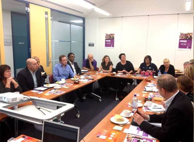 Melbourne business owners seated around a table during a Small Business Festival workshop