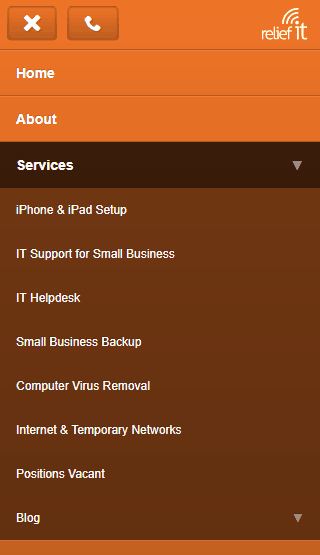 Relief IT website mobile service view