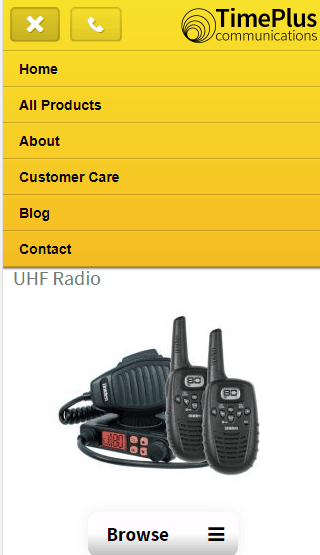 TimePlus Communications ecommerce website mobile product page